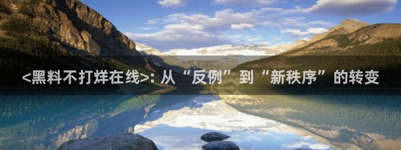 51cg热门大瓜今日吃瓜：<黑料不打烊在线>: 从“反例”到“新秩序”的转变