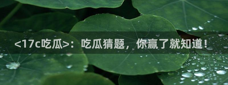 吃瓜最新：<17c吃瓜>：吃瓜猜题，你赢了就知道！
